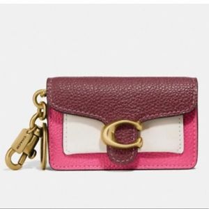Coach Women’s Mini Tabby Colorblock Bag Charm Keychain, Pink/Chalk #1614